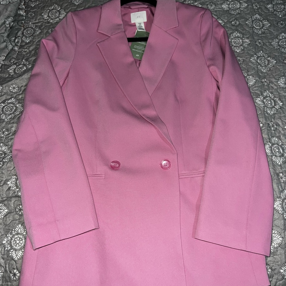 H&M Women's Pink Double-Breasted Blazer